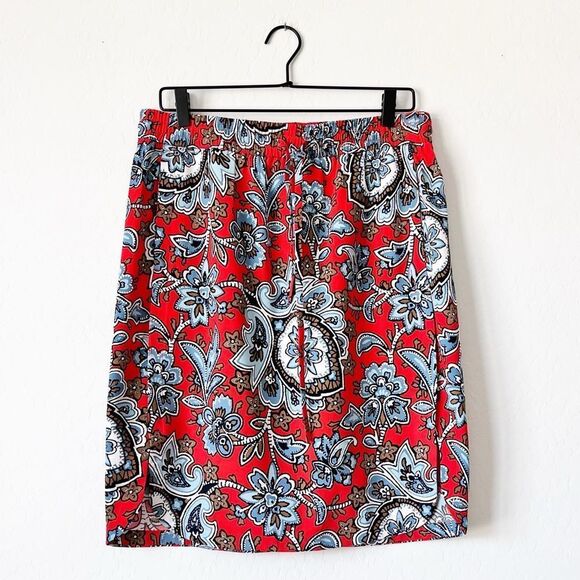 LOFT Dresses & Skirts - NEW Ann Taylor LOFT Floral Paisley Printed Pull On Skirt Drawstring Pockets Sz M